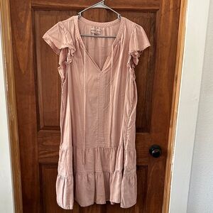 Pink Tiered V-Neck Dress